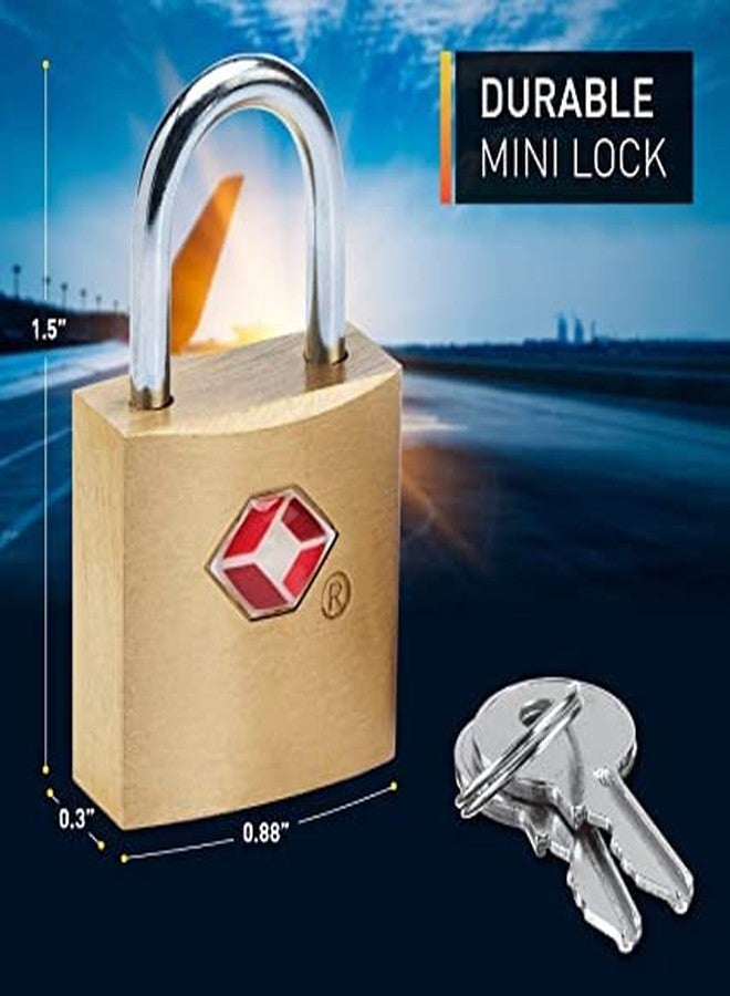 SHB TSA Approved Brass Mini Padlock, Brass Luggage Locks, Brass Lock with Key for Gym Locker, Backpack (Pack of 5) - Image 2